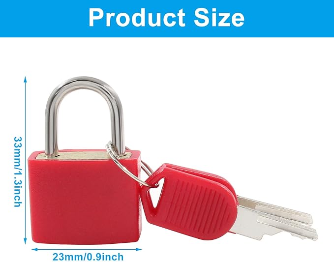 Waziaqoc 12 Pcs Luggage Locks with Keys | Small Suitcase Padlock, Mini Metal Padlock, For Travel Bags, School Gym Locker & Toolbox - Image 2