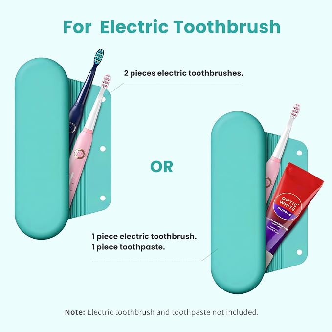 Silicone Electric Toothbrush Travel Case, Manual Toothbrush Travel Cover for Men and Women,Toothbrush Holder for Travel,Gym and More, Fits Most Manual and Electric Toothbrushes - Mint Green - Image 2