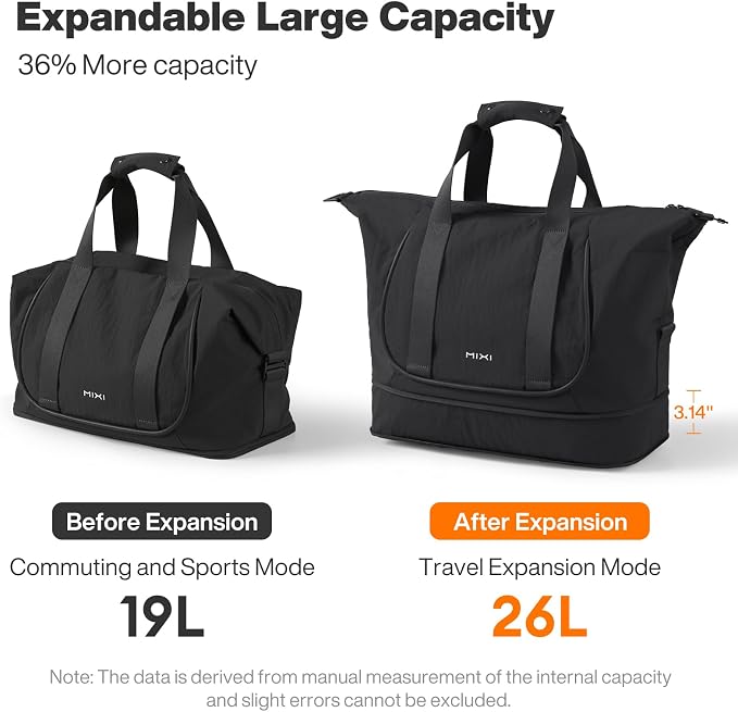 mixi Travel Tote Bag for Women Large Expandable Travel Bag Waterproof Lightweight Carry On Personal Item Handbag - Image 4
