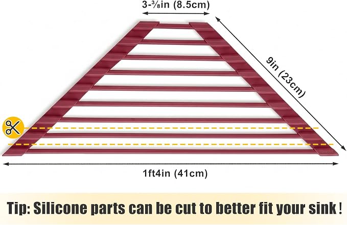 Tomorotec Roll Up Dish Drying Rack with Silicone Coating, Wine Red | 304 Stainless Steel with BPA-Free Silicone, Triangle Design Maximizes Sink Corner Space, Fits Compact Kitchens And RVs - Image 6