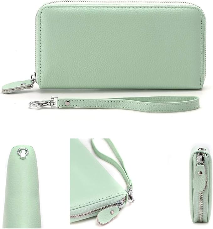 Moflycom Womens Wallet RFID Blocking Genuine Leather Zip Around Wallet Clutch Wristlet Travel Long Purse for Women - Image 3