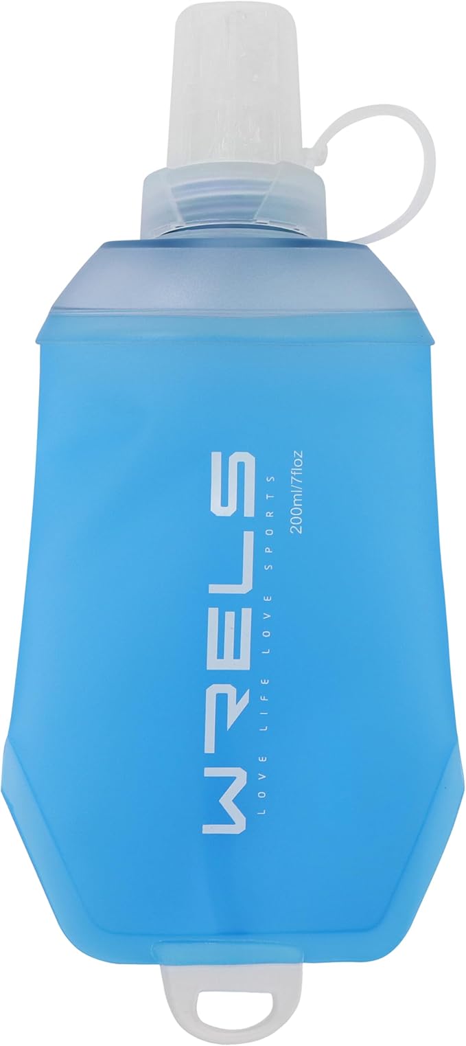 WRELS 200ml/350ml/500ml Collapsible Soft Flask,BPA Free Folding Soft Water Bottle with Hanging Ring,Lightweight TPU Hydration Flask for Running Marathon Cycling Hiking by WRELS