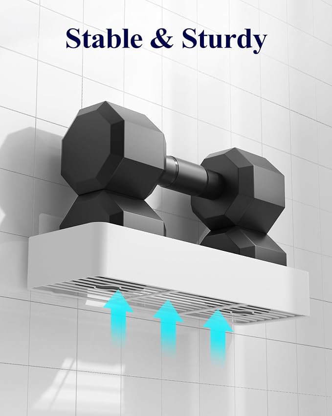 Kitsure Shower Caddy Adhesive, Stylish Shower Organizer, XX-Large, White | 2 Pack Shower Shelf for Inside Shower, 100% Rustproof Metal Shelves, No-Drill Bathroom Organizers and Storage - Image 4