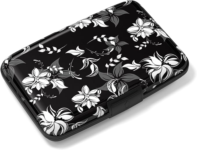 Rimilak Aluminuml Credit Card Holder,White Flower | Mini Credit Card Wallet RFID Blocking Slim Metal Hard Case for Women Men by Rimilak
