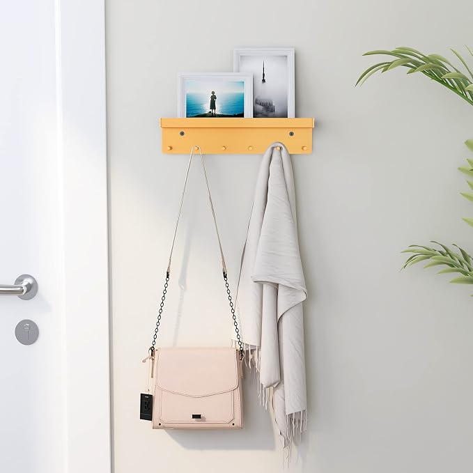 MKO Key Holder for Wall, Mail Organizer and Key Rack with Tray for Hallway, 6 Key Hooks Wall Mount Adhesive(Gold) | Metal Material, Key Rack with Shelf, Wall Mount, Mail Organizer Tray, Suitable for Entryway, Hallway, Living Room - Image 6