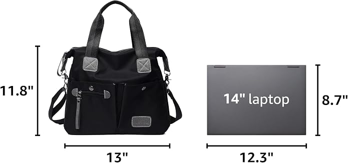 Tote Bag for Women,Multi Pockets Shoulder Handbag,Nurse Bag for Work,Large Cross body Purse,Fashion Nylon Top Handle Satchel - Image 3