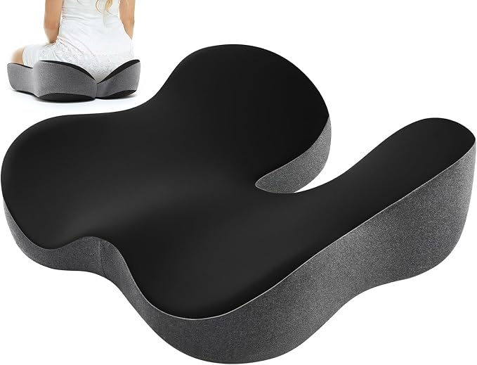 Seat Cushion for Tailbone & Sciatica Pain Relief | Certified & Ergonomist-Designed,Tapered Front Edge Reduces Thigh Pressure,Wide Memory Foam for Office Chair, Car, Wheelchair by DreamerCar