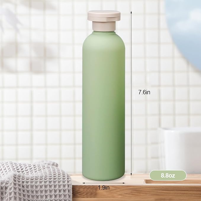 3Pcs 8.8oz Flip Top Squeeze Bottles,Reusable and Refillable Leak Proof Travel Bottles,For Lotions,Facial Creams,Shampoos,Hair Conditioner (Green) - Image 2