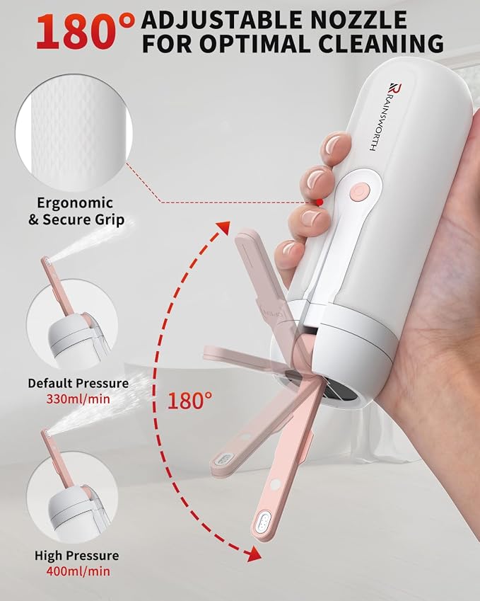 Rainsworth Portable Electric Bidet, 350ml, for Travel & Personal Care | Large Capacity, Rechargeable 1600mAh, USB-C Port, Adjustable Nozzle, Dual Flow Modes, IPX6 Waterproof,Leak-Proof Design - Image 2