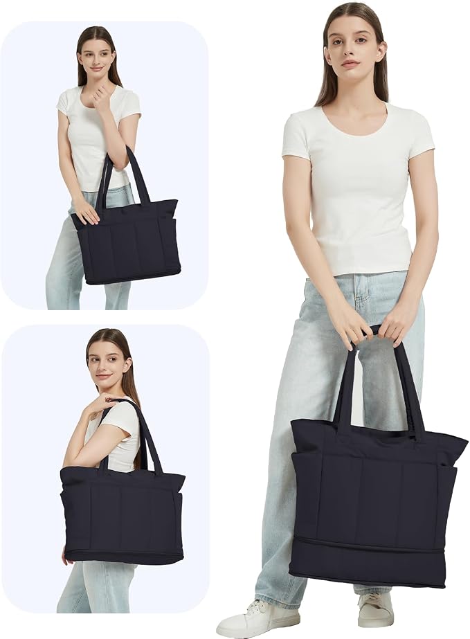 Wandering Nature Travel Tote Bag for Women with Expandable Bottom & Laundry Bag, Fits 40oz Tumbler for Carry-On Work Gym - Image 2