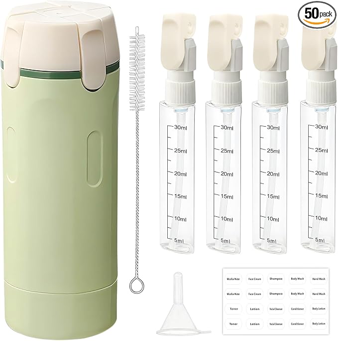4 in 1 Travel Dispenser Bottles Refillable | Travel Shampoo and Conditioner Bottles，No Spill Space Saving Compact,for Vacation Business Trip by Unknown