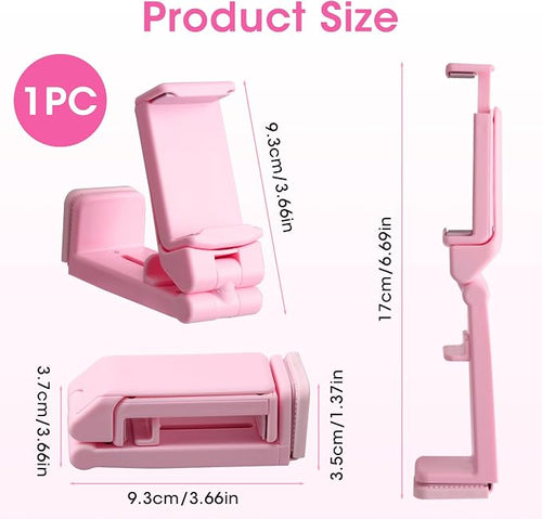 Airplane Phone Holder, Foldable Phone Holder for Airplane Seat Back Luggage Pole Desk 360° Rotation for Multi-Directional Viewing, Travel Essentials Holds Cell Phones (Pink 1pcs) - Image 2