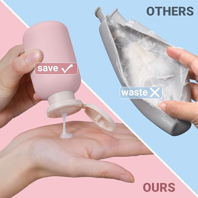 ASEVAT 3.4 oz Plastic Squeeze Bottle for Lotion, Plastic Empty Shampoo Conditioner Container, Plastic Travel Size Toiletries Bottles for Shampoo, Lotion, Cream and Liquids (3 Pcs) - Image 2