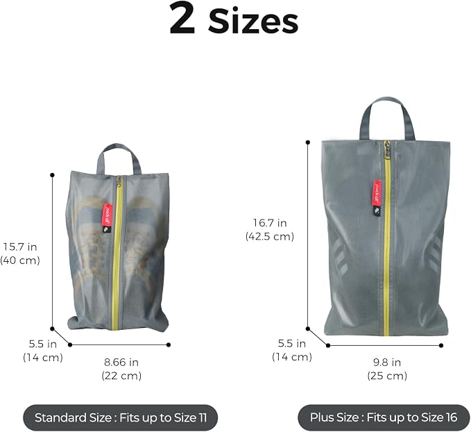 pack all Shoe Bag for Travel, Dual Pocket Shoe Pouch for Sports | Water-Resistant, Odor-Resistant, Dustproof, Portable, Soccer Cleats & Gym Storage, Fits Up to Size 16, Grey - Image 7