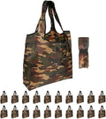Aricsen 15x4.5x15 Inch Camo Reusable Shopping Bags with Handles, 20 Pack | Polyster Fabric Cloth Grocery Bags, Foldable Pocket Tote, Xlarge, Durable, Machine Washable, for grocery, storage, gifts by Aricsen