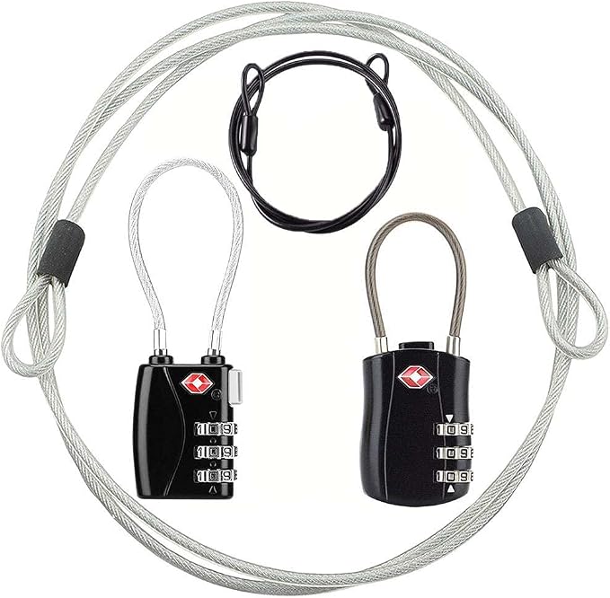 TSA Locks, Digit Combination Padlockss and Steel Cable Combination Travel Security Lock, Coded Lock for Baggage Travel Bag, Suit Case, Gym, Bike Locks (TSA Luggage Locks-2) by YSSHUI