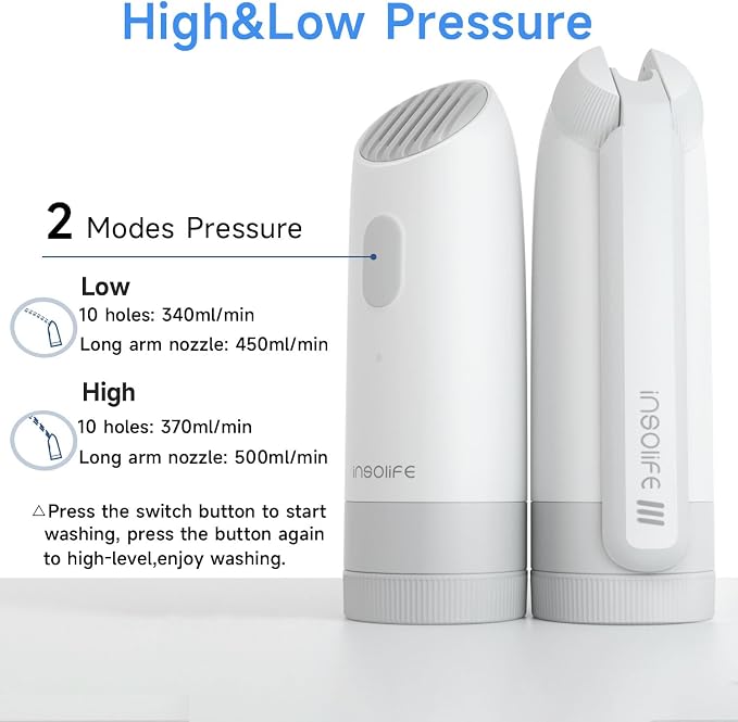 Portable Bidet | High Pressure Travel Bidets with Adapter | Rechargeable Portable Electric Bidets for Men & Women Cleaning | Portable Bidet for Travel - Image 4