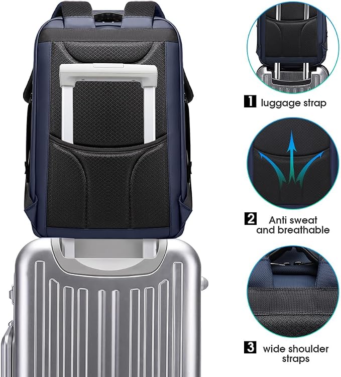 BANGE Mens Business Backpack for Work, Computer Backpacks for Laptops for 17.3 Inch, Men's Backpack with Lock Anti Theft, Backpack for Traveling with USB charging Port - Image 7