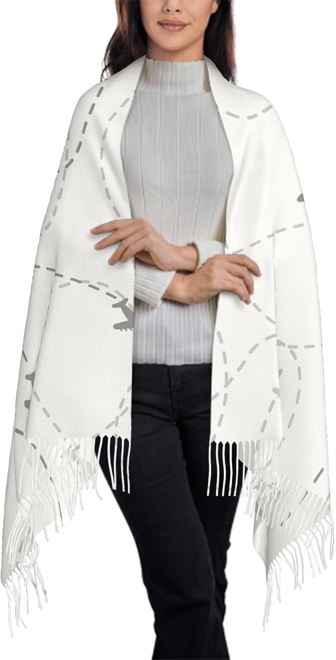IBILIU Oversize Scarf for Women Floral Flower Purple Prune Color Scarf Tassel Scarves Fall Winter Shawl Wraps - 77.6 x 28.3in - Image 3