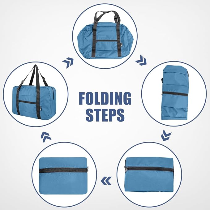 Duffle Bag for Travel Foldable Personal Item Travel Bag, 23L, Airforce Blue | Carry On Duffel Bag Women Men Frontier Airlines Personal Item Bag Hospital Weekend Overnight Trips - Image 6