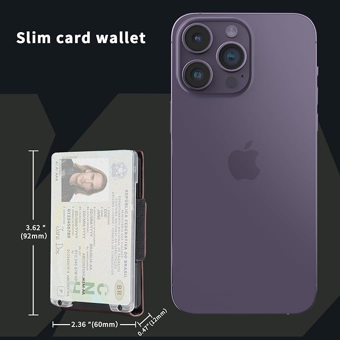 Wallet for Men Slim Pull Tab Metal RFID Blocking Credit Card Holder with ID Window & Cash Strap - Compact Front Pocket Design Holds 1-10 Cards (3.62x2.36x0.47in) (Coffee) - Image 5