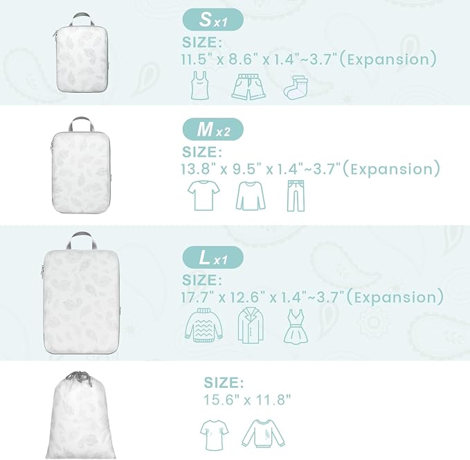 Cambond Compression Packing Cubes for Travel - Luggage Suitcase Organizer | Compression Zip Design for Space-saving, Expandable, Lightweight, Keep Clothes Sorted, Luggage Space Tidy, Carry on Pack Fast - Image 2