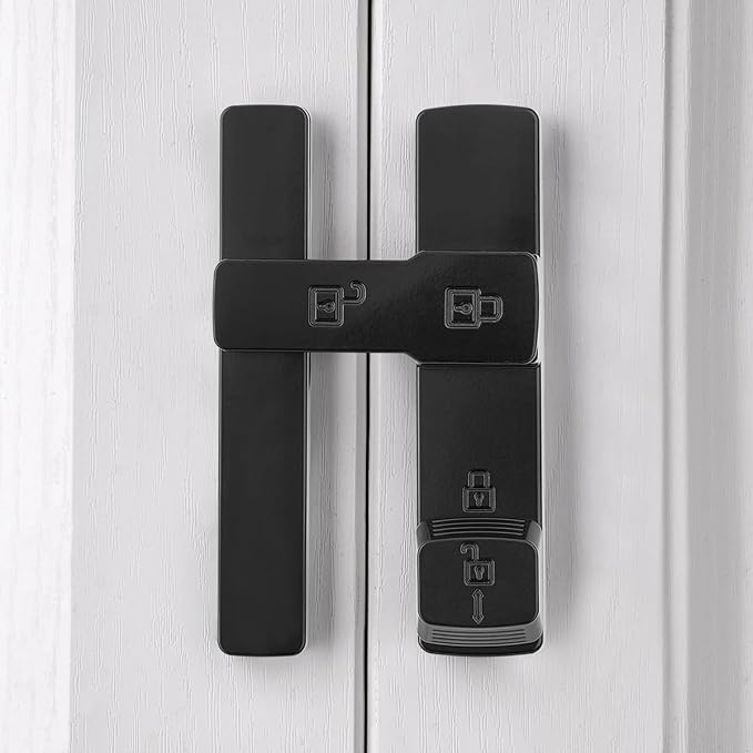 Black 180 Degree Barn Door Lock,Flip Gate Latches Hardware | Zinc Alloy Door Lock,Sliding Door Latches,for bedroom,drawer,pet enclosures,cabinet,garage,window - Image 6