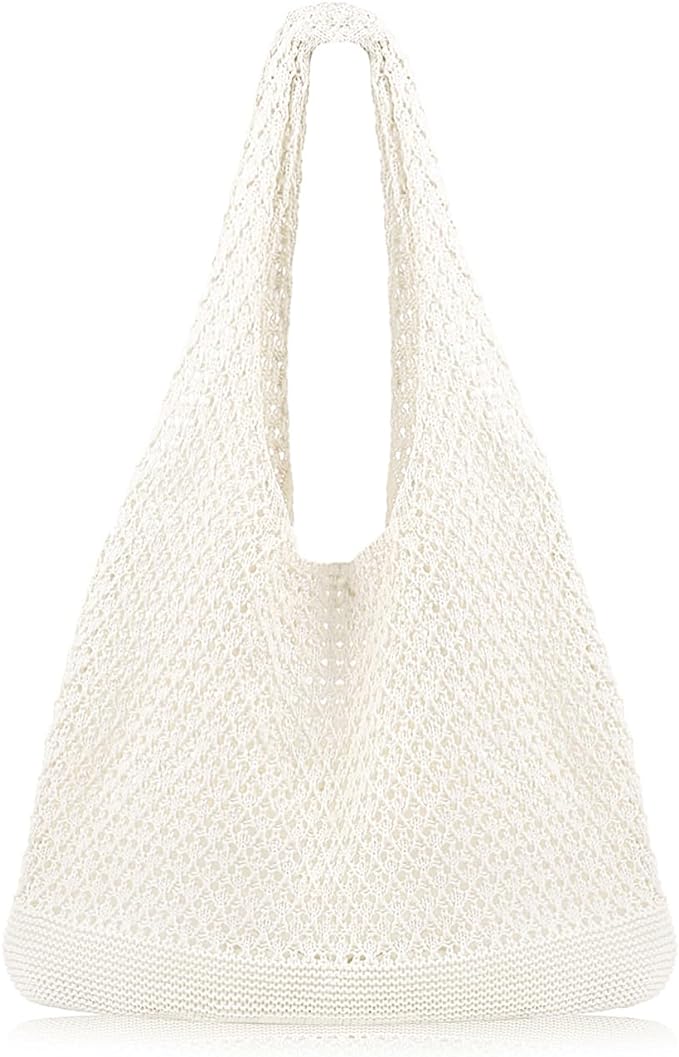 COOKOOKY Crochet Beach Tote bag Summer Beach Bag for Women Aesthetic Mesh Tote Bag Hippie Bag Knit Bag by COOKOOKY