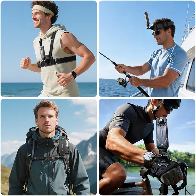 Accessories Kit for Insta 360 X5 Head Strap Mount + Chest Mount Harness + Backpack Clip Holder + 3Rotating Wrist Strap Compatible for Other Action Camera - Image 9