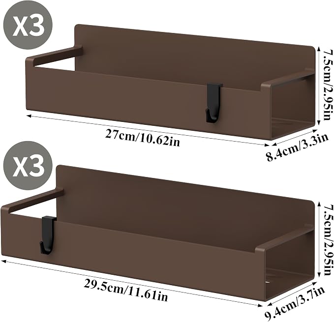 HuggieGems 6 Pack Magnetic Spice Rack Organizer for Refrigerator and Oven, Brown Fridge Organizers and Storage for Kitchen - Image 8