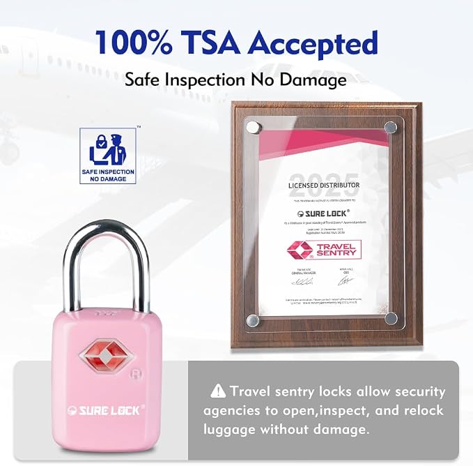 SURE LOCK Mini TSA Approved Keyed Luggage Lock – One Key Opens All, Fits Tight Zipper Gaps & Small Pull Holes, Compact Travel Lock for Suitcases, Backpacks & Handbags - Image 2