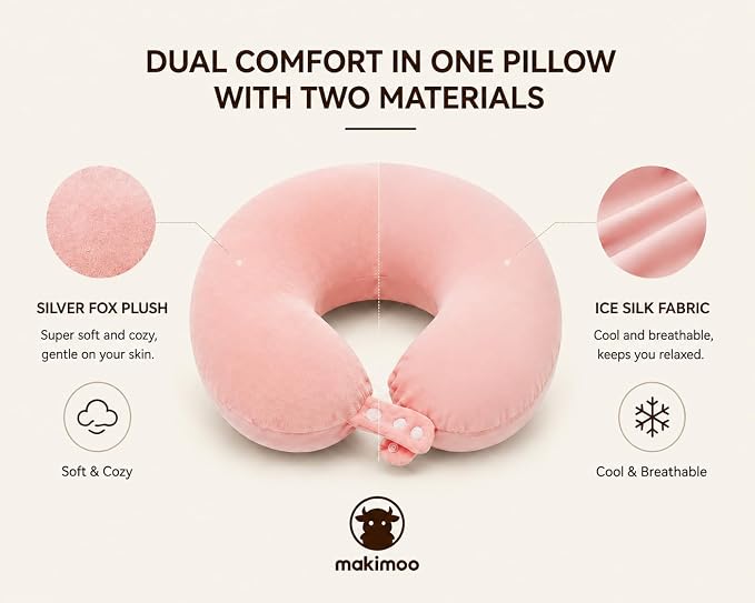 Travel Neck Pillow, Top Memory Foam Pillow for Head Support, Ideal for Airplanes, Cars, and Home Recliners, Adjustable and Soft (Pink) - Image 7