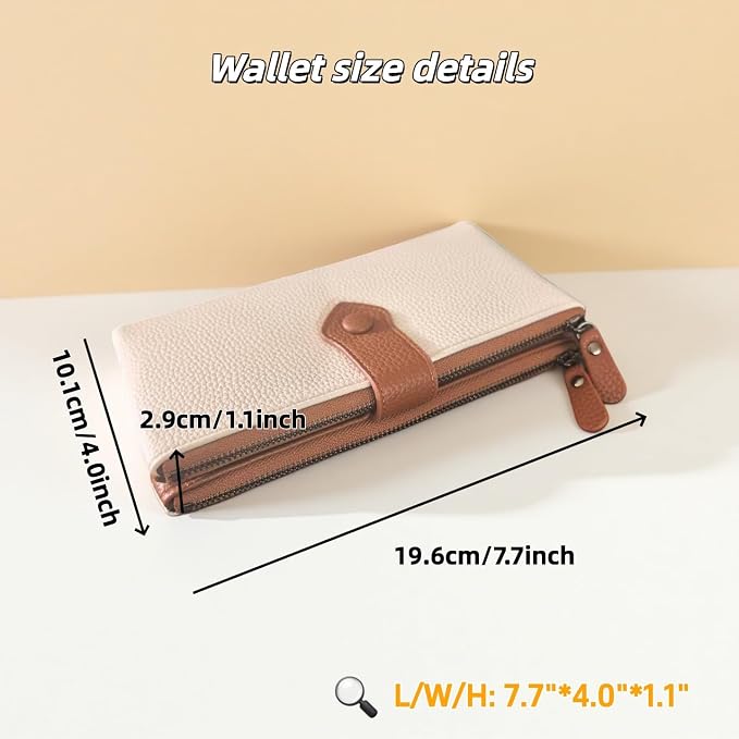 Women Slim Wallet Rfid Blocking With Passport And Credit Cards Holder Purse For Minimalist Soft Leather Zipper Monederos (white) - Image 2