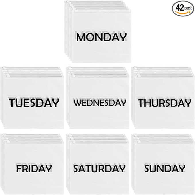 42Pcs Packing Cubes for Days of Week,Frosted Travel Organizer Pouches for Suitcases Packaging Bags Luggage Packing Cubes Packing Organizers Days of Week Travel Pouches for Home Storage Organizing Bags by Ximalun