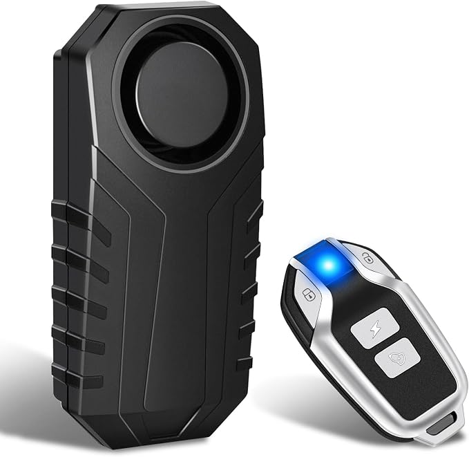 Wireless Bike Alarm with Blue Light Remote | 113dB Vibration Motion Sensor Alarm,IP65 Waterproof,7-Level Sensitivity,SOS Alert,for Bicycle,Motorcycle,Scooter by KCMYTONER