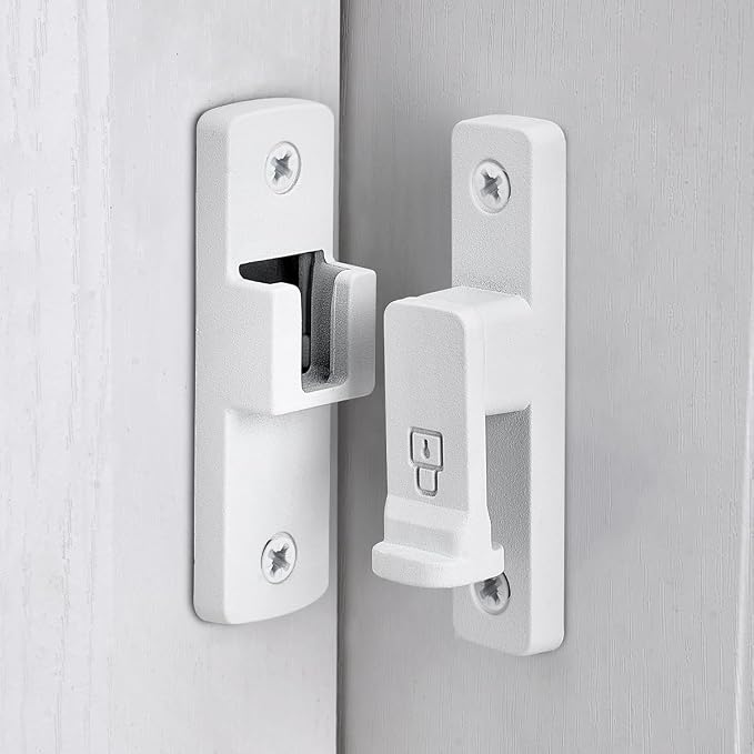 Matte White 90 Degree Barn Door Lock ，Right Angle Door Lock Latch | Zinc Alloy Flip Gate Latches,for bedroom,garage,balcony,barn,sliding door,bathroom,window,cabinet,drawer,pet enclosures - Image 4