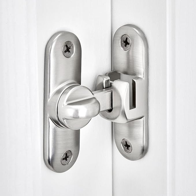 4 Packs Silvery 90/180 Degree Barn Door Latches,Flip Gate Lock | Zinc Alloy Flip Gate Latches,Right Angle Door Lock,for bedroom,garage,sliding door,window,cabinet,drawer,pet enclosures - Image 3