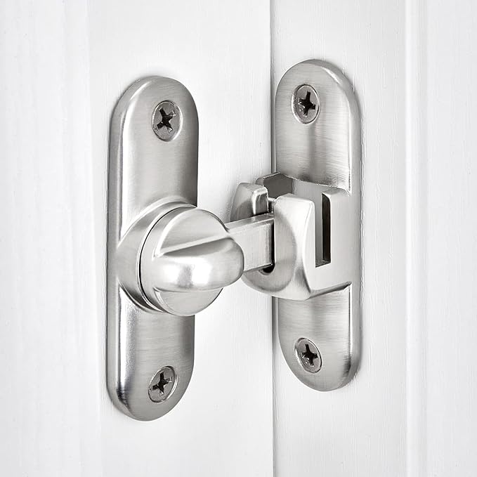 Silvery 90/180 Degree Barn Door Latches,Flip Gate Lock | Zinc Alloy Flip Gate Latches,Right Angle Door Lock,for bedroom,garage,sliding door,window,cabinet,drawer,pet enclosures - Image 3