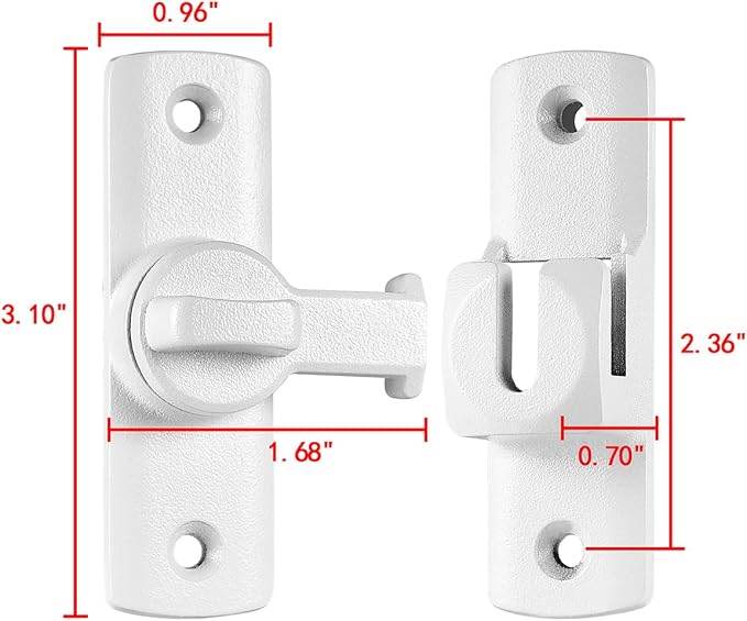3 Pcs Matte White 90/180 Degree Flip Lock,Aluminum Alloy Barn Door Latch | Right Angle Door Lock Latch,Sliding Door Latches,Flip Gate Latches,for bedroom,garage,drawer,cabinet,window,pet enclosures - Image 2