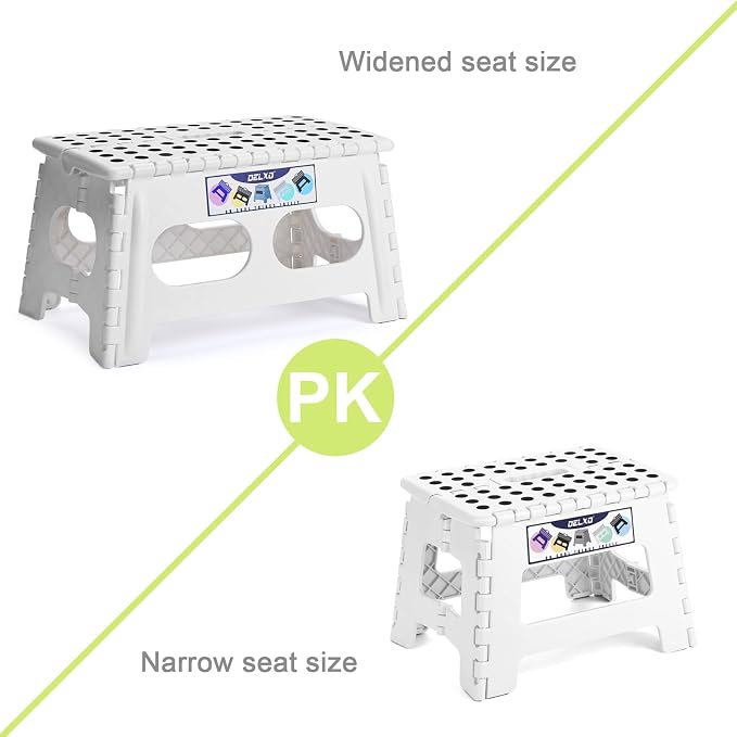 Delxo Folding Step Stool 9 inch,300Lbs Extra Wide Step Stool for Kids | Foldable Step Stool,15-Inch Extra Wide Non-Slip Foot Stools with Handle,Lightweight for Kitchen,Bathroom,Bedroom,Garden White - Image 8