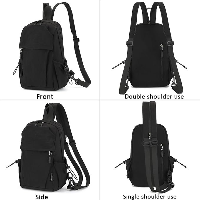Carbon Lined Backpack,Waterproof Zipper Sling Backpack,Travel Chest Shoulder Bag,Lightweight Unisex Crossbody Casual Daypack for Men & Women (Black) - Image 8
