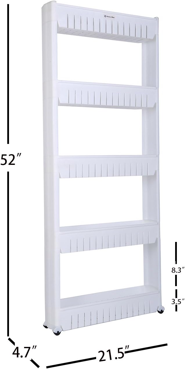 Laundry Room Organizer, Mobile Shelving Unit Organizer with 5 Large Storage Baskets, Gap Storage Slim Slide Out Pantry Storage Rack for Narrow Spaces - Image 3