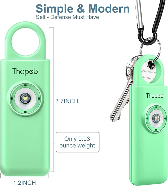 Personal Safety Alarm for Women – Superior Loud Siren & SOS Strobe | Premium Compact & Well-crafted Self Defense Keychain Alarm, College Dorm Essential, Variety of Colors (Light green) - Image 2