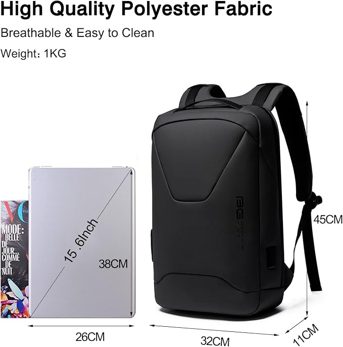 FANDARE Anti-Theft Backpack Business Daypacks fits 15.6 Inch Laptop Travel Large Backpack with USB Charging Port Waterproof Computer Bag Bookbag for Women Men Notebook Black - Image 4