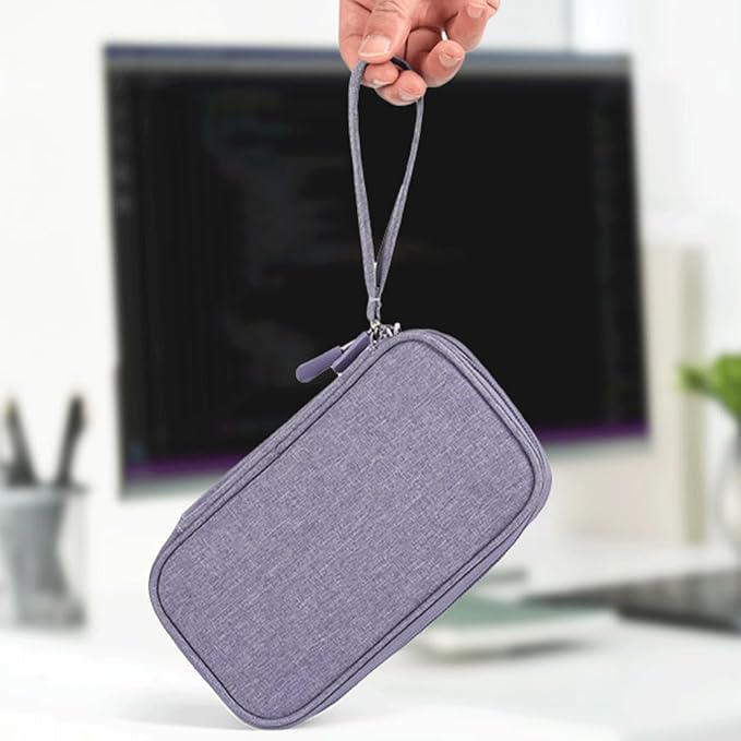 CAAORDKSO Electronics Organizer Travel Bag, Small Cable Organizer Case Waterproof Accessories Pouch, Travel Electronic Carrying Case for Cable, Cord, Charger, Phone, Power Bank, Earphone (Purple) - Image 6