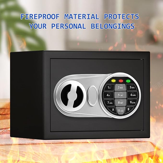 Digital Safe Box with Sensor Light, Electronic Keypad, Steel Construction, Hidden Safe for Home, Wall or Cabinet Anchoring Design (Black) - Image 5