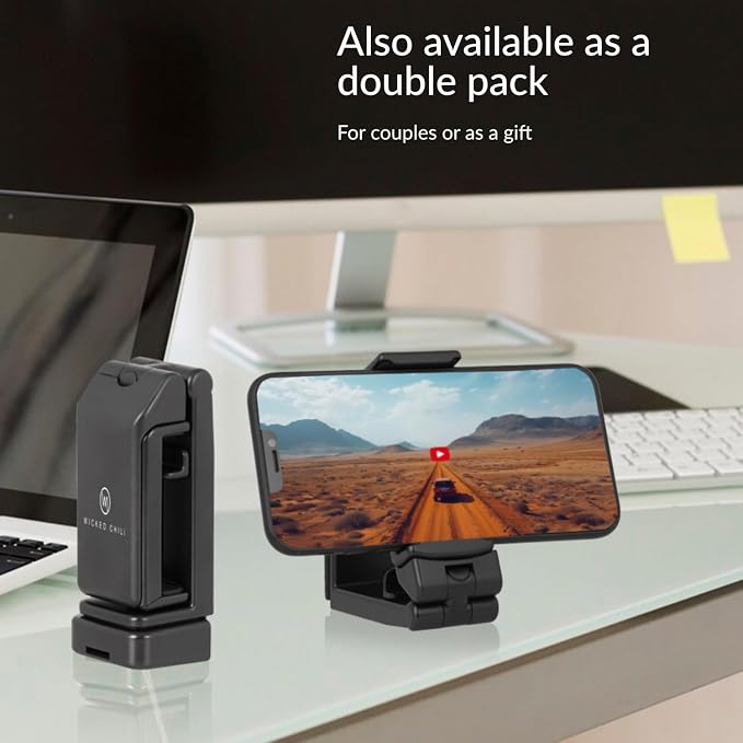 Wicked Chili 1x Airplane Phone Holder | Foldable 360° Rotation Mount | Compact: Small pack size only 3.66 x 1.46 x 1.37 inches. Ideal for Tiktok, Youtube, Instagram, Face Time, Movies or in office - Image 9