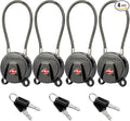 FORGE TSA Approved Luggage Locks Keyed Alike, TSA006 Dimple Key Cable Locks for Luggage, All Metal Zinc Alloy Travel Padlock for Luggage, Suitcase, Backpack, Gym Bags & Toolbox, Black 4 Cable Locks by Forge