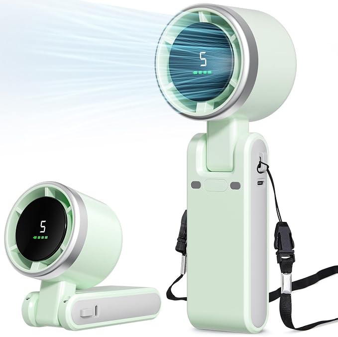 Portable Fan, Mini Fan, Handheld Turbo Fan, Portable Rechargeable Fan, 5-Speed, LED Display by Unknown