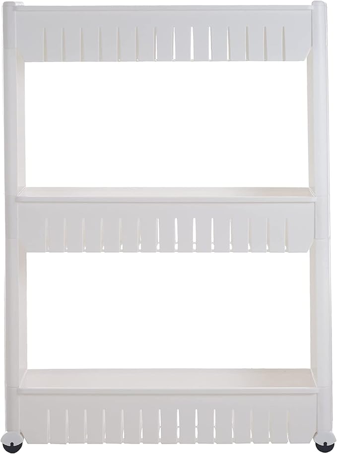 Lavish Home 3 Tier Shelf Rolling Cart, White, 19.5” x 5” x 28” by LavishHomeCollection